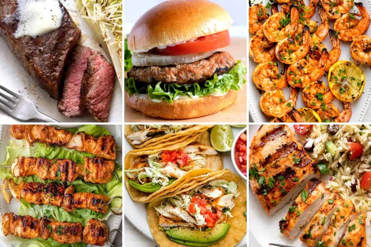 Roundup section image of collected grilled recipes for Labor day.
