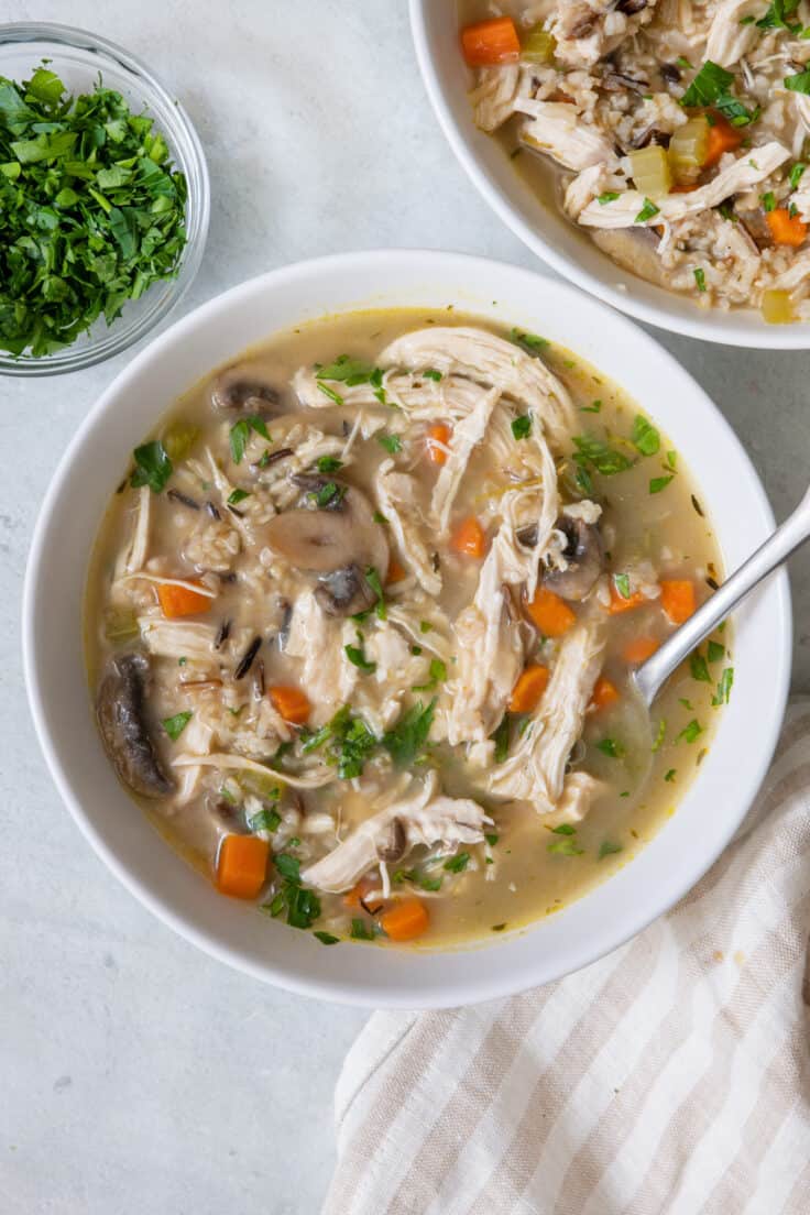 Chicken Wild Rice Soup (No Cream) - Feel Good Foodie