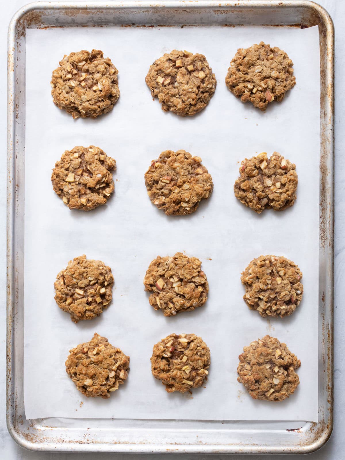 Cookies on cookie sheet after baking.