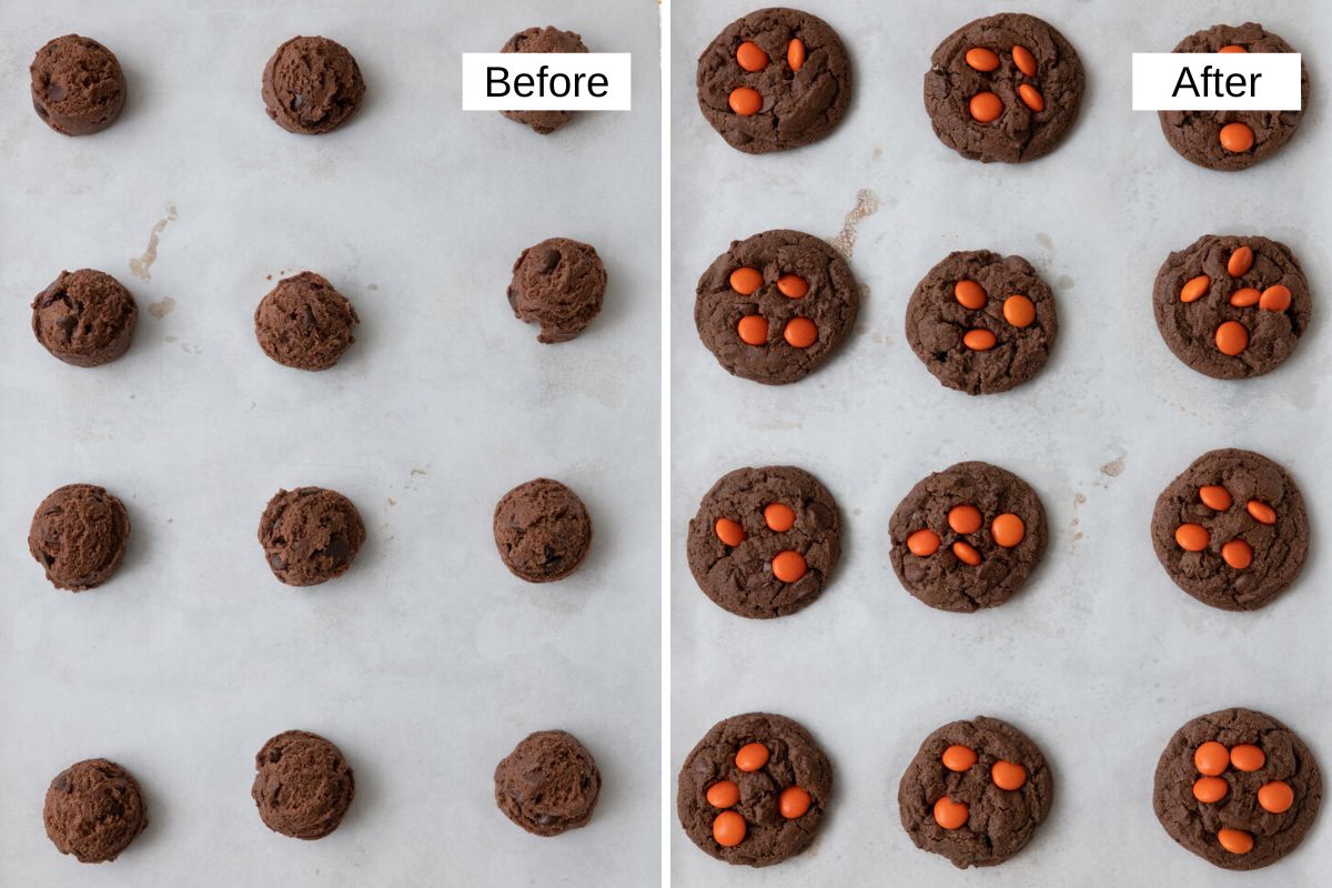 2 image collage of recipe before and after baking.
