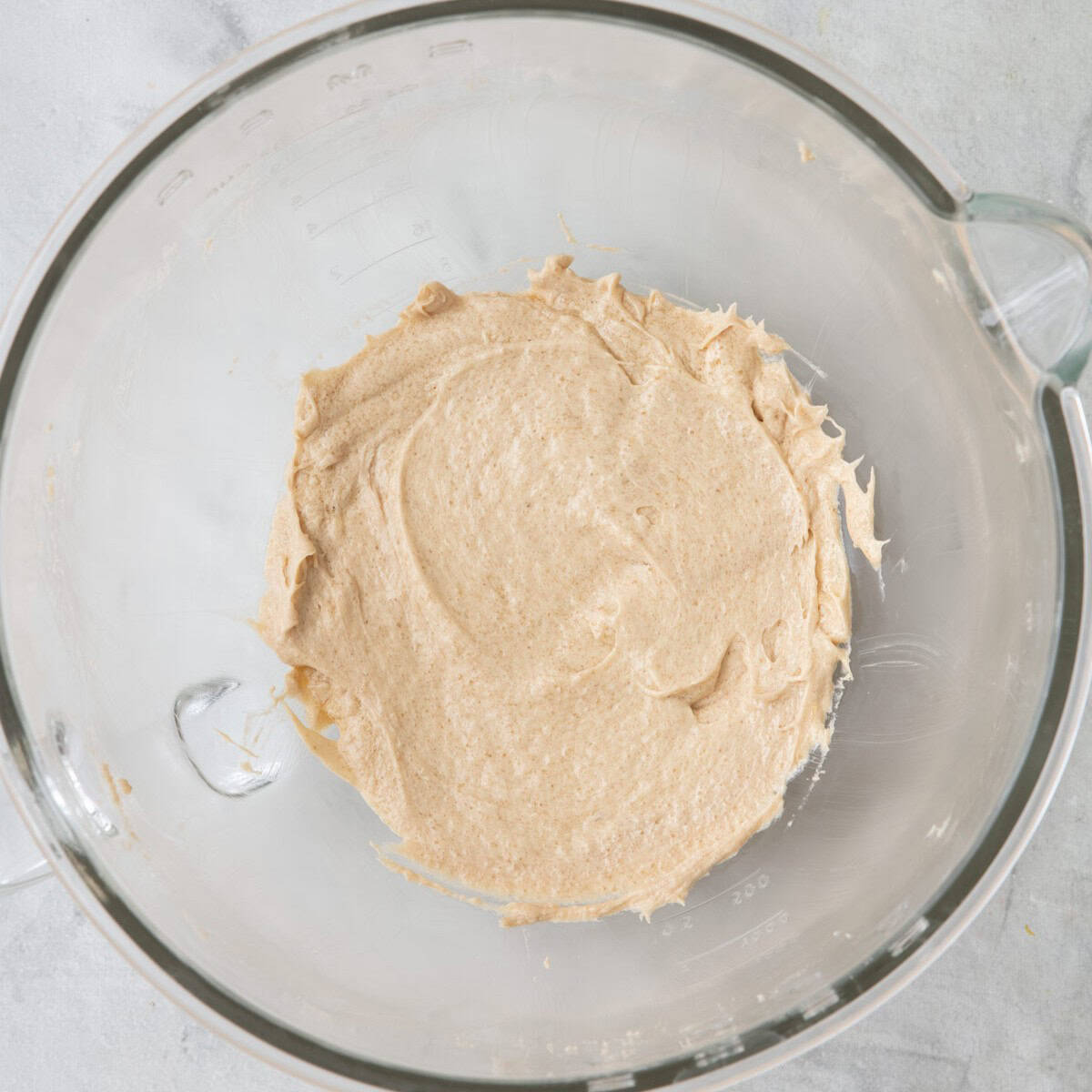 Eggs and vanilla incorporated.