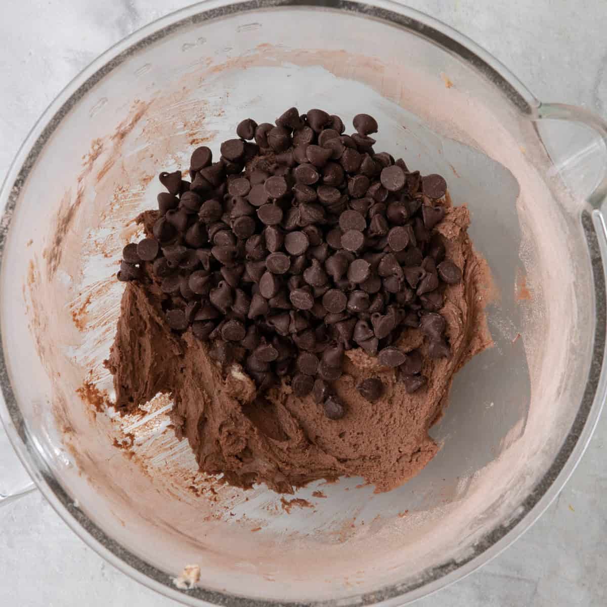 Chocolate chips added on top.
