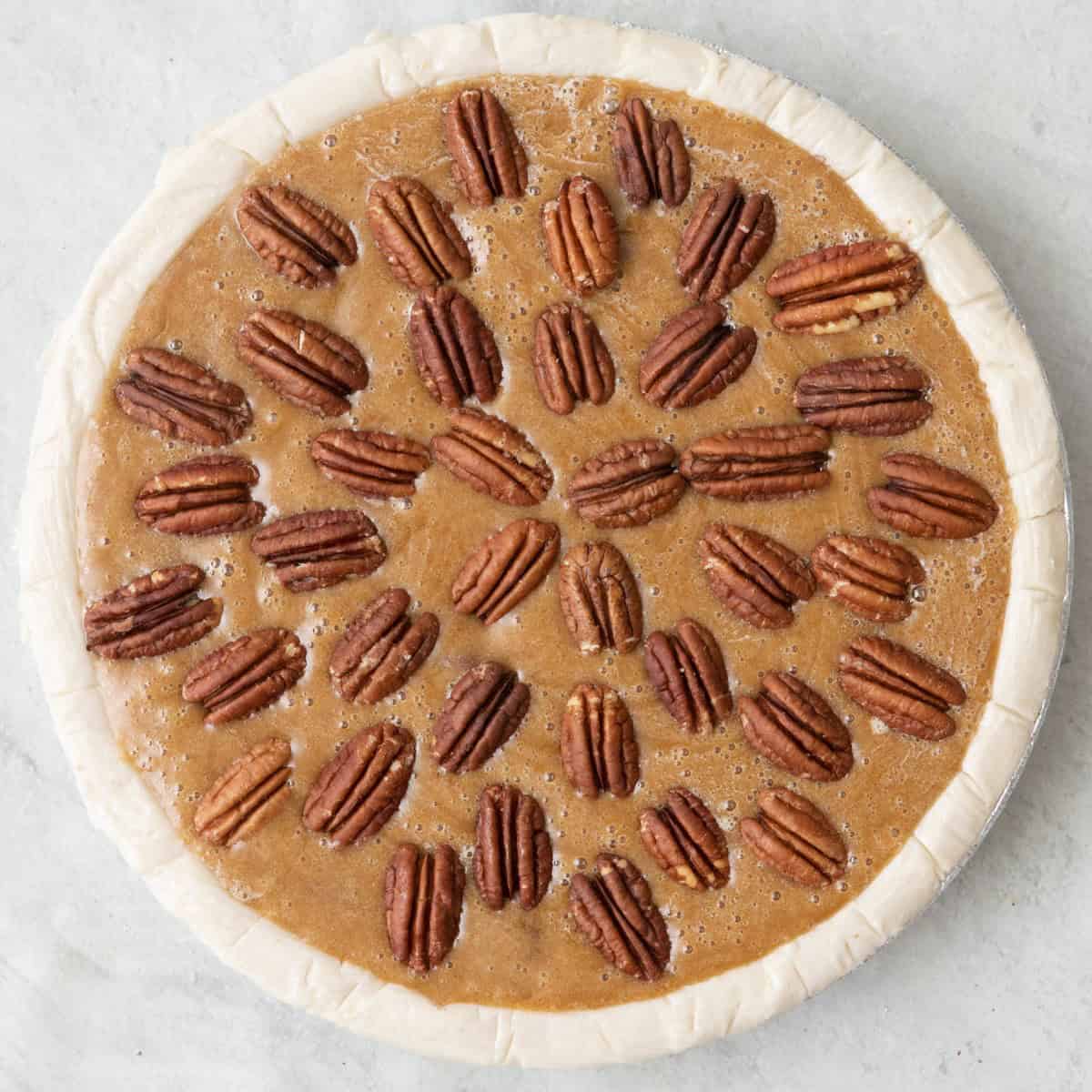 Pecan pie before baked.