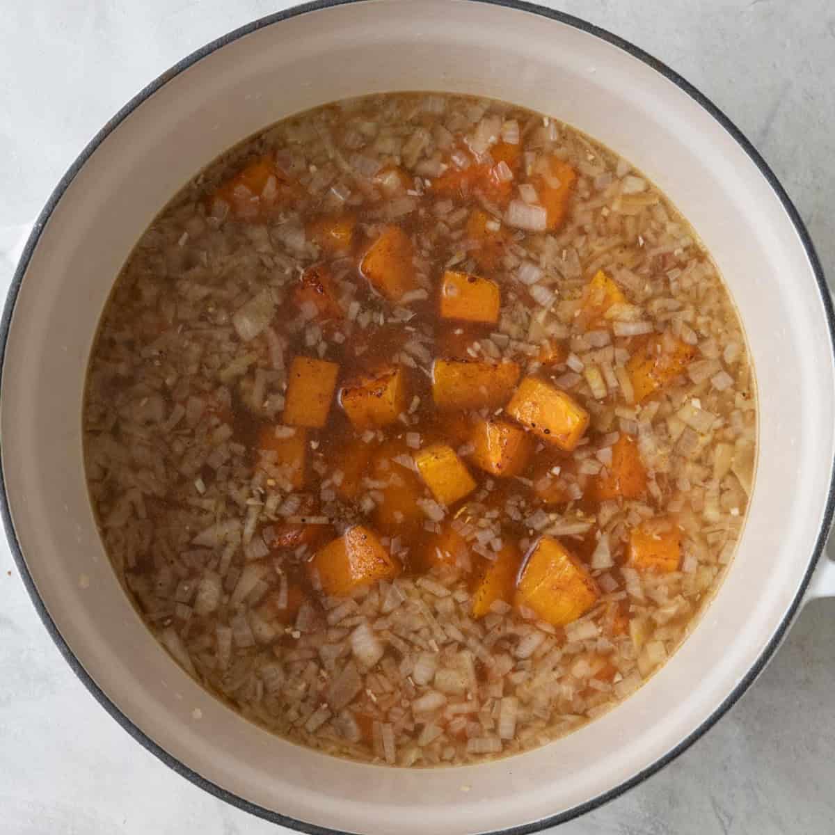 Vegetable broth & butternut squash added.