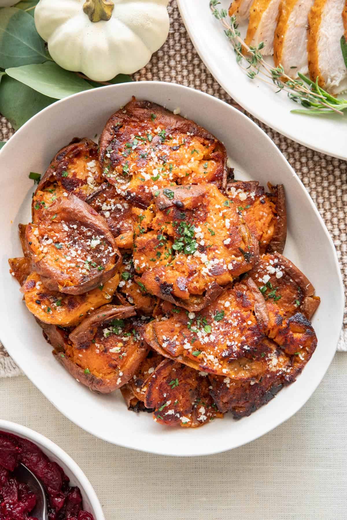 Garlic Smashed Potatoes {Parmesan & Rosemary too!} - FeelGoodFoodie