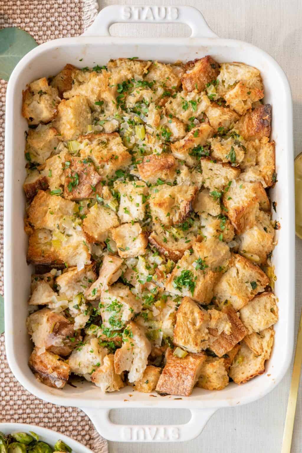 Thanksgiving Sourdough Stuffing {Outside of Turkey} - Feel Good Foodie