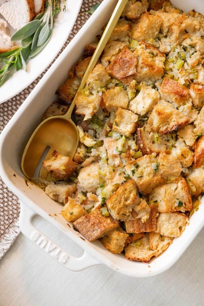 Thanksgiving Sourdough Stuffing {Outside of Turkey} - Feel Good Foodie