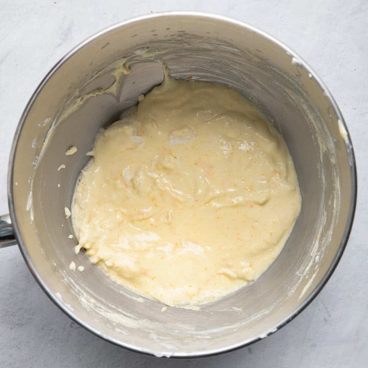 Eggs, vanilla, Greek yogurt and orange zest added.