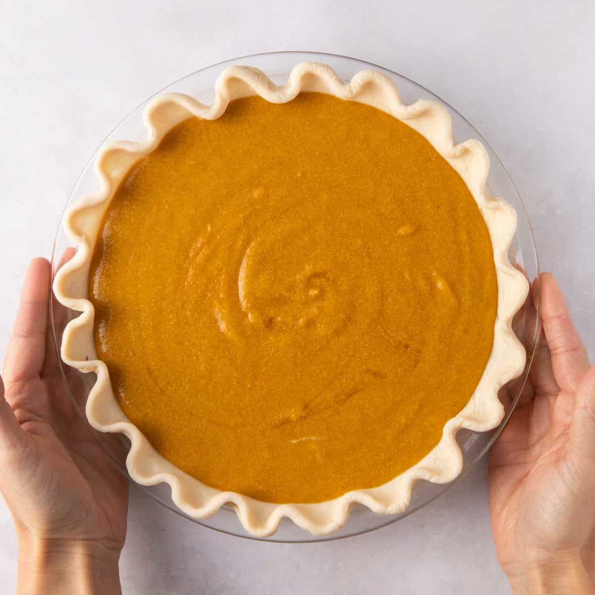 The vegan pumpkin pie before going into the oven.