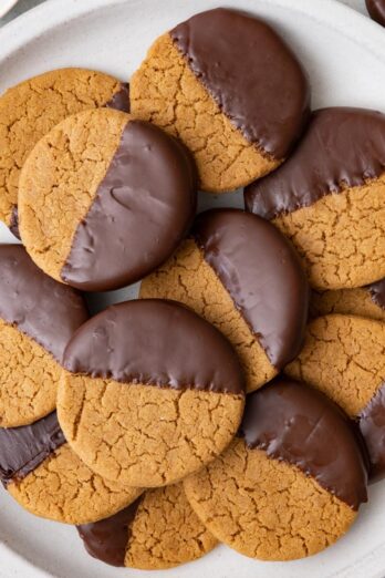 Chocolate Dipped Peanut Butter Cookies.
