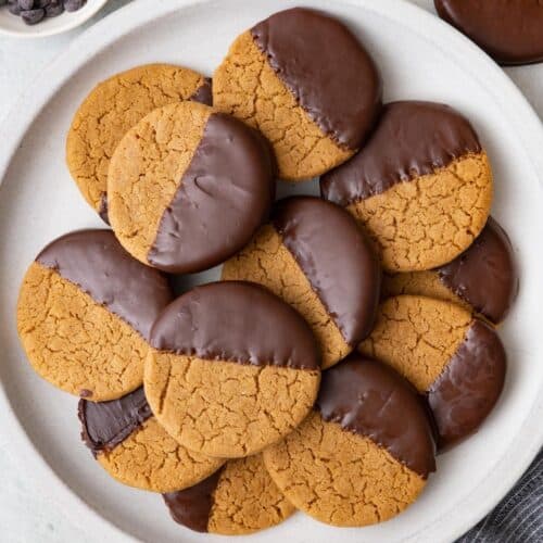 Chocolate Dipped Peanut Butter Cookies.