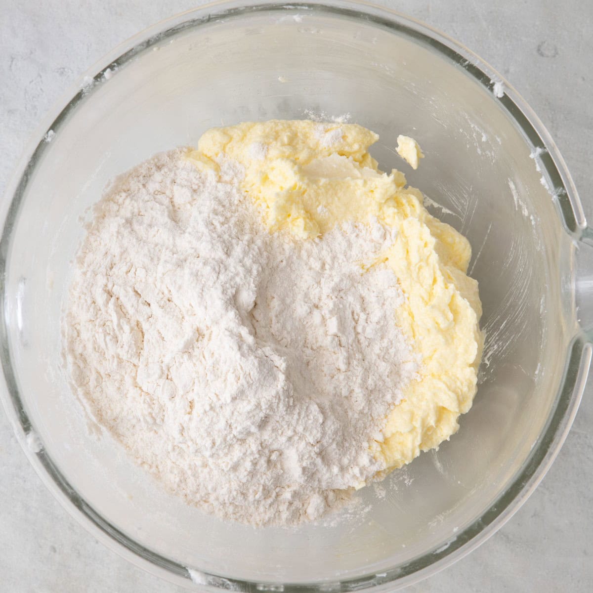 Mixture after half the dry ingredients added.