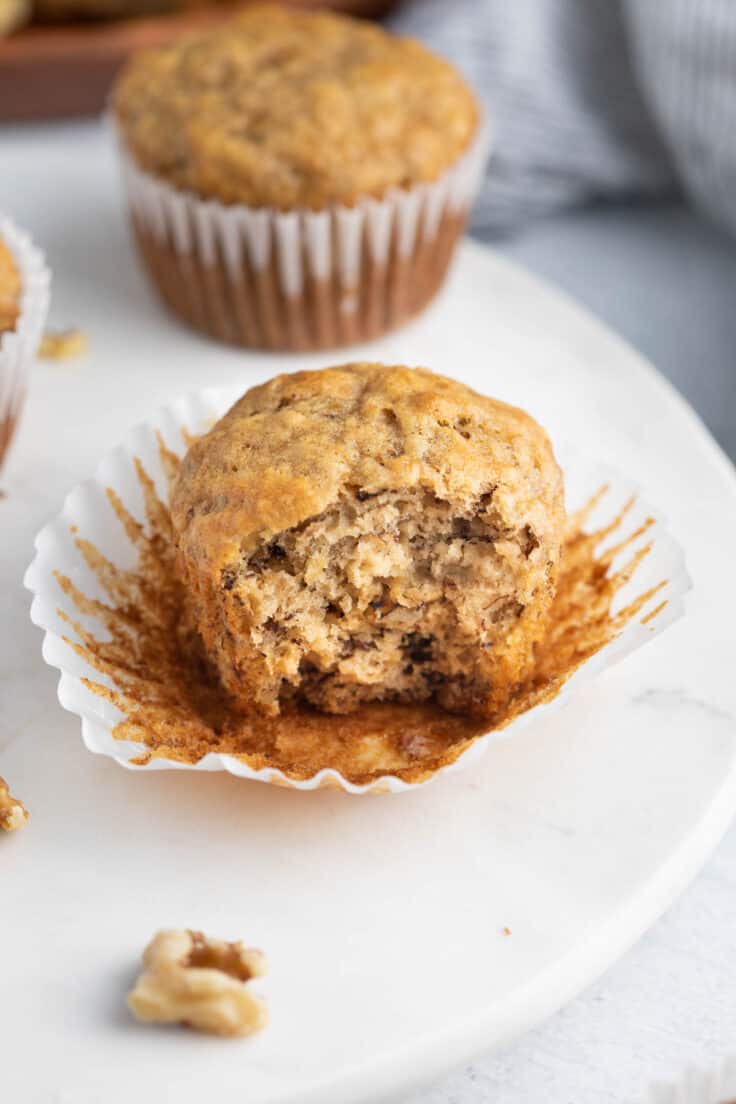 Super Moist Banana Bread Muffins {With Walnuts} - Feel Good Foodie