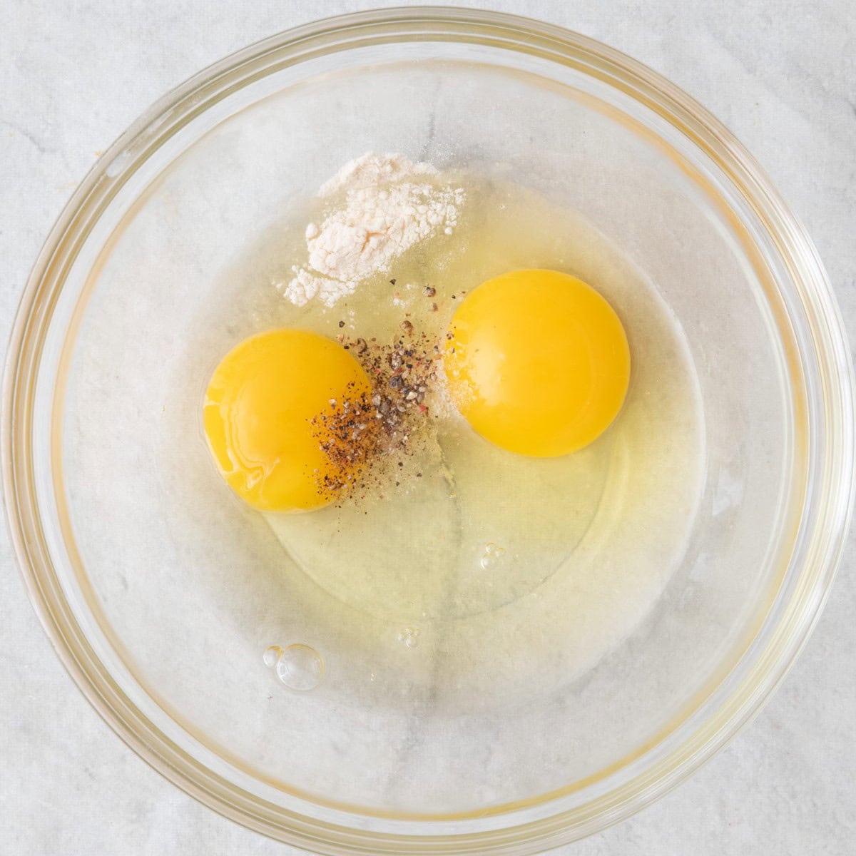 Ingredients in a bowl before mixing.