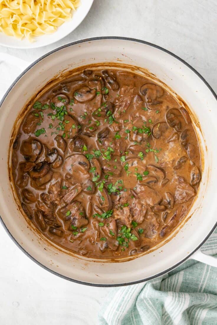 Dutch Oven Beef Stroganoff {With Greek Yogurt! - Feel Good Foodie