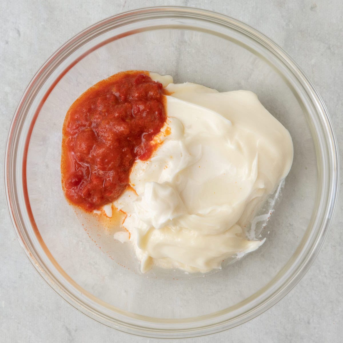 Ingredients in a bowl before mixing.