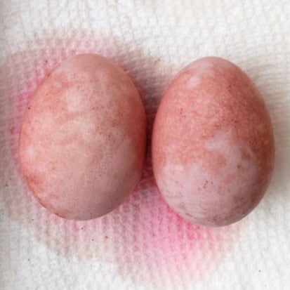 Pink eggs.
