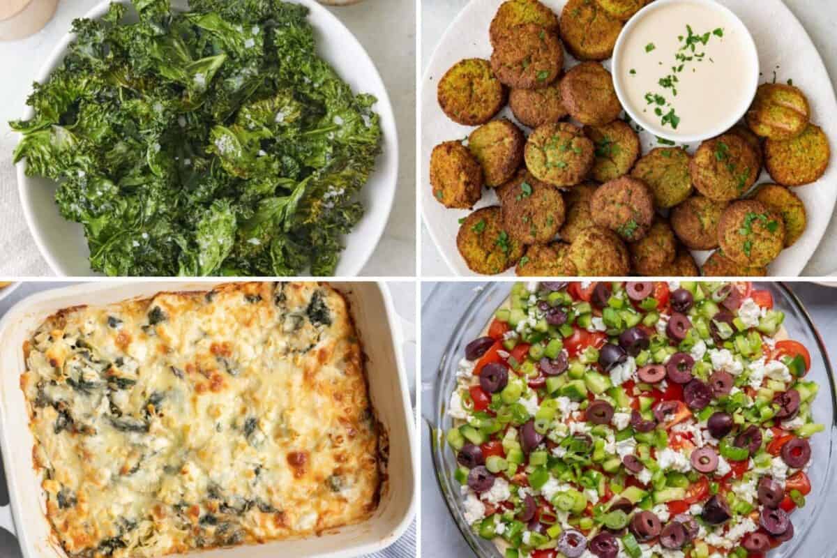 4 image collage of snack recipes made with tahini.