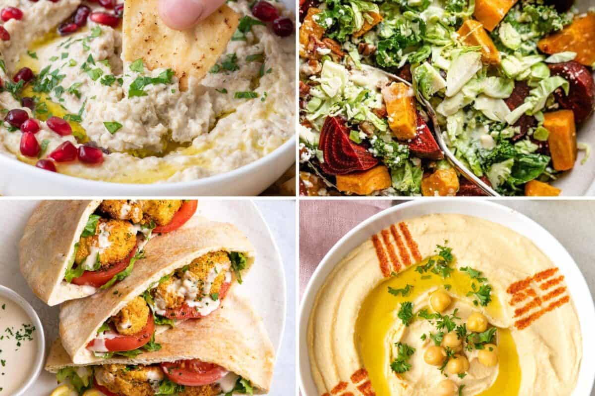 4 image collage of savory recipes.