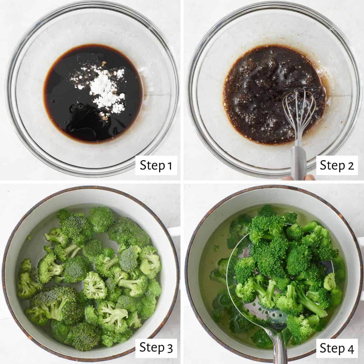Collage showing how to make broccoli rice
