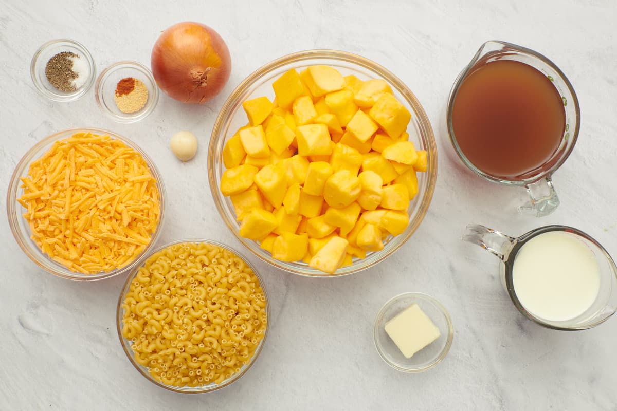 Bowl of fresh cut butternut squash 