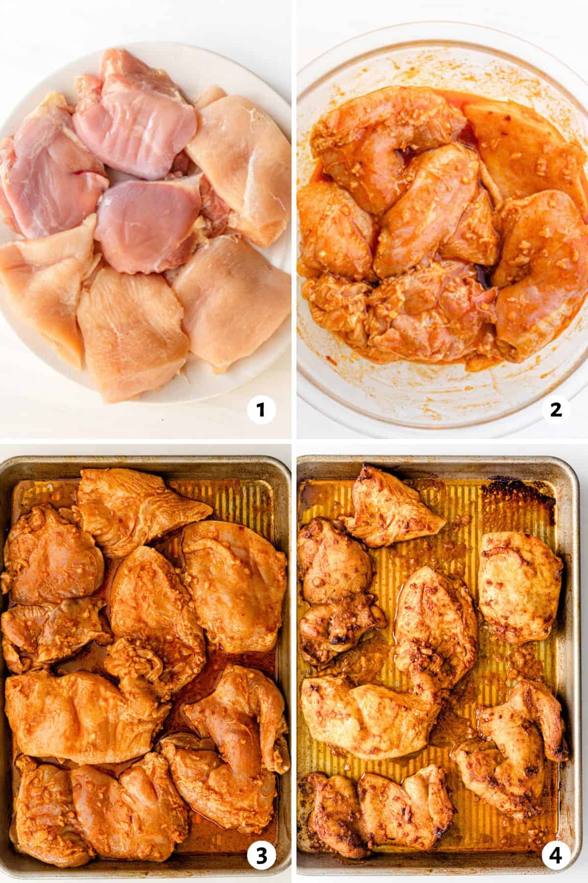 Process shots to show the chicken before and after marinating