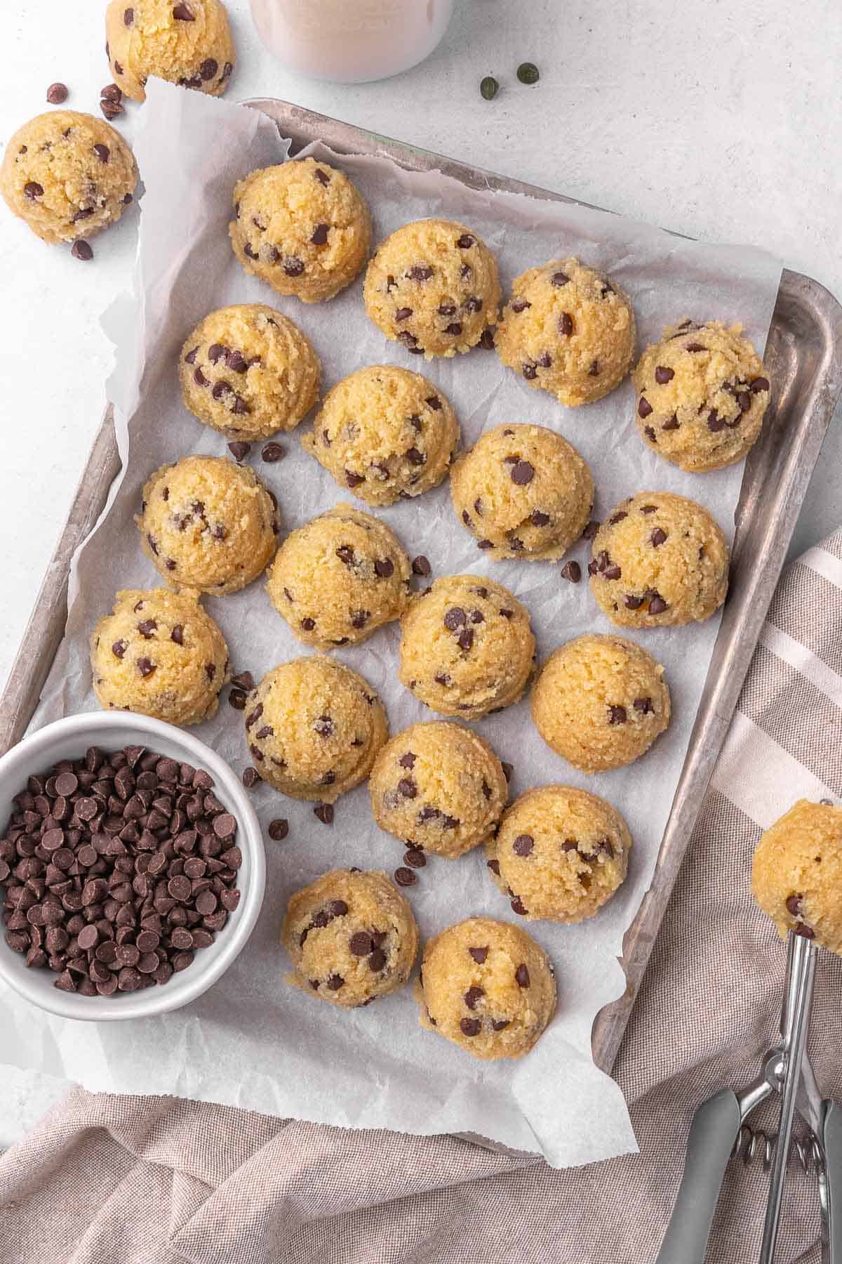 Bowl of cookie dough balls