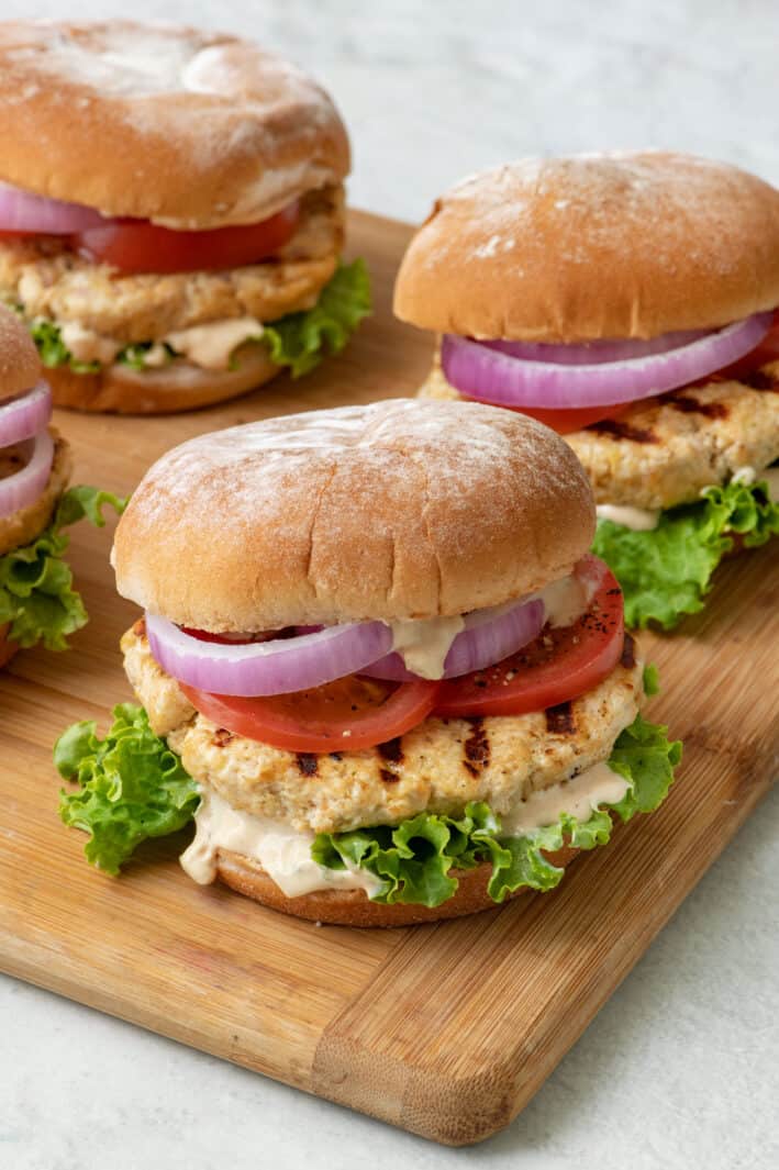 Super Juicy Grilled Chicken Burgers - Feel Good Foodie