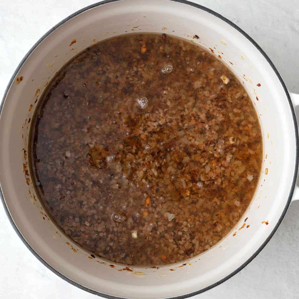Water added.