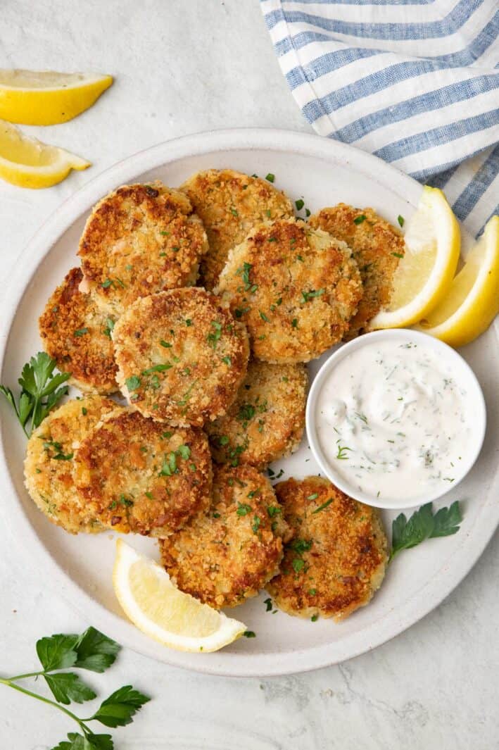 Potato Tuna Cakes {With Tzatziki sauce} Feel Good Foodie