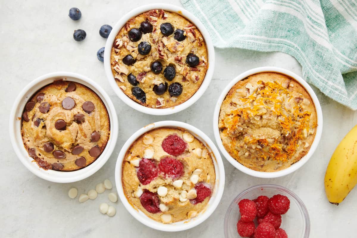 Protein baked oats with different add ins.