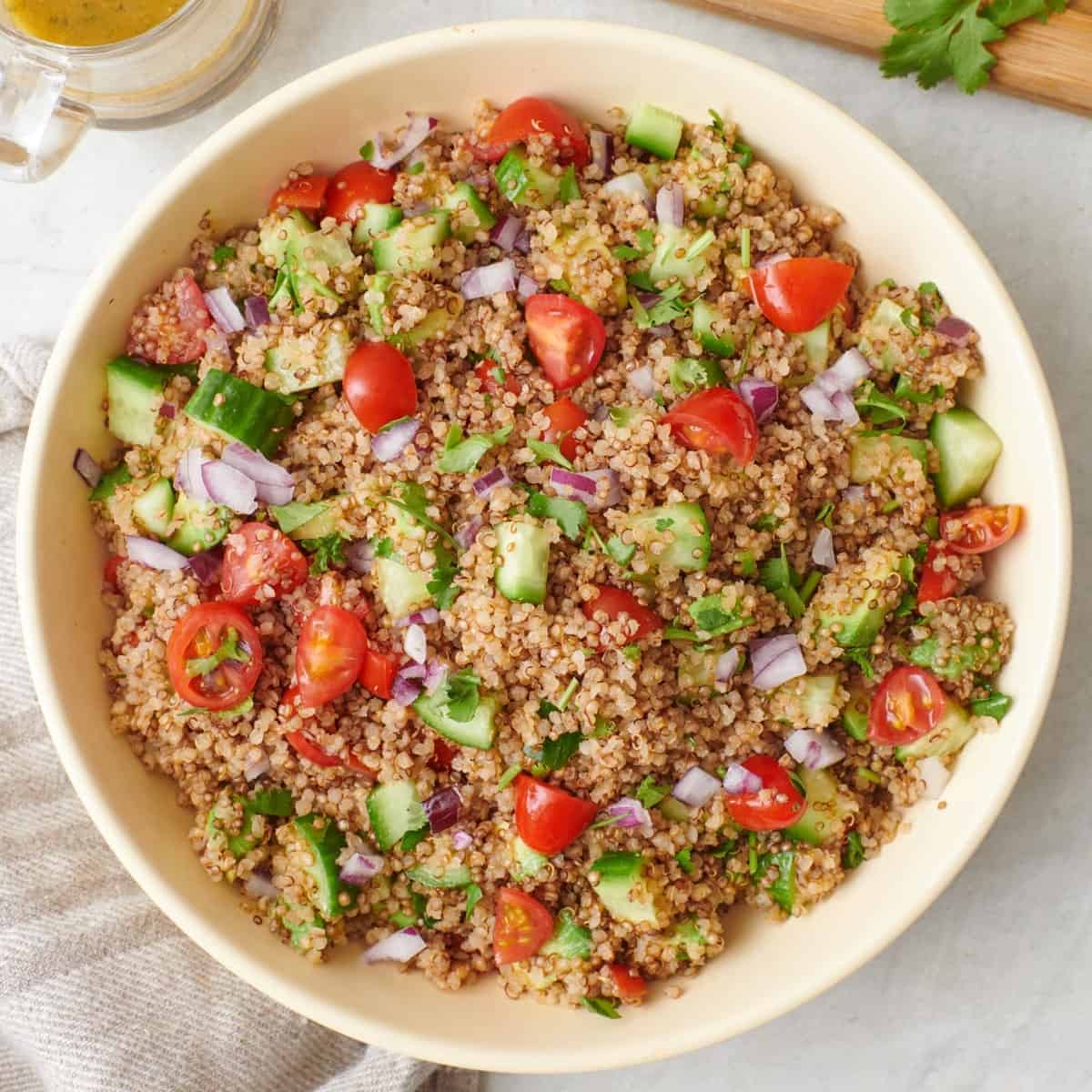 Dressing in a jar for the quinoa avocado salad