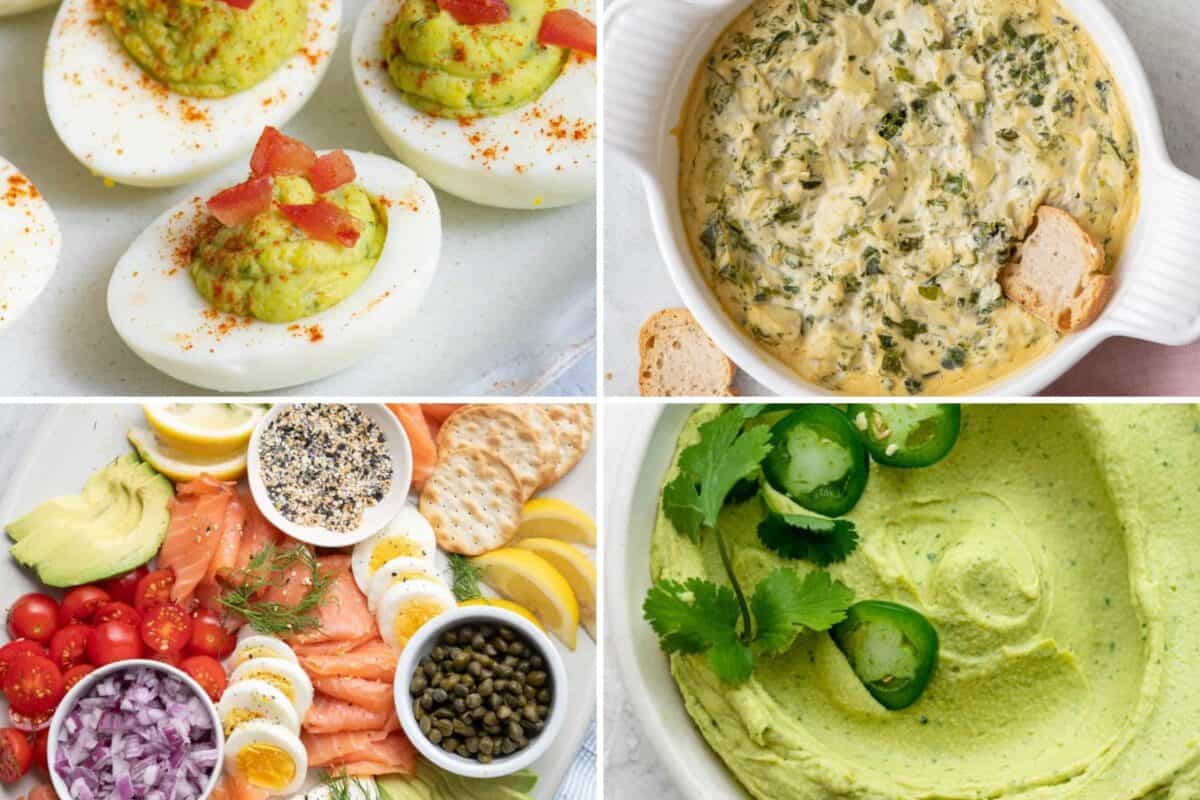 4 image collage of appetizer recipes.