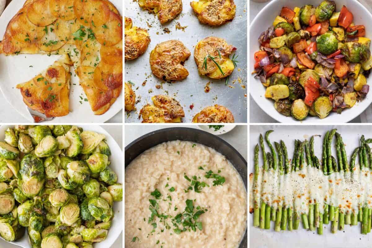 4 image collage of side dish recipes.