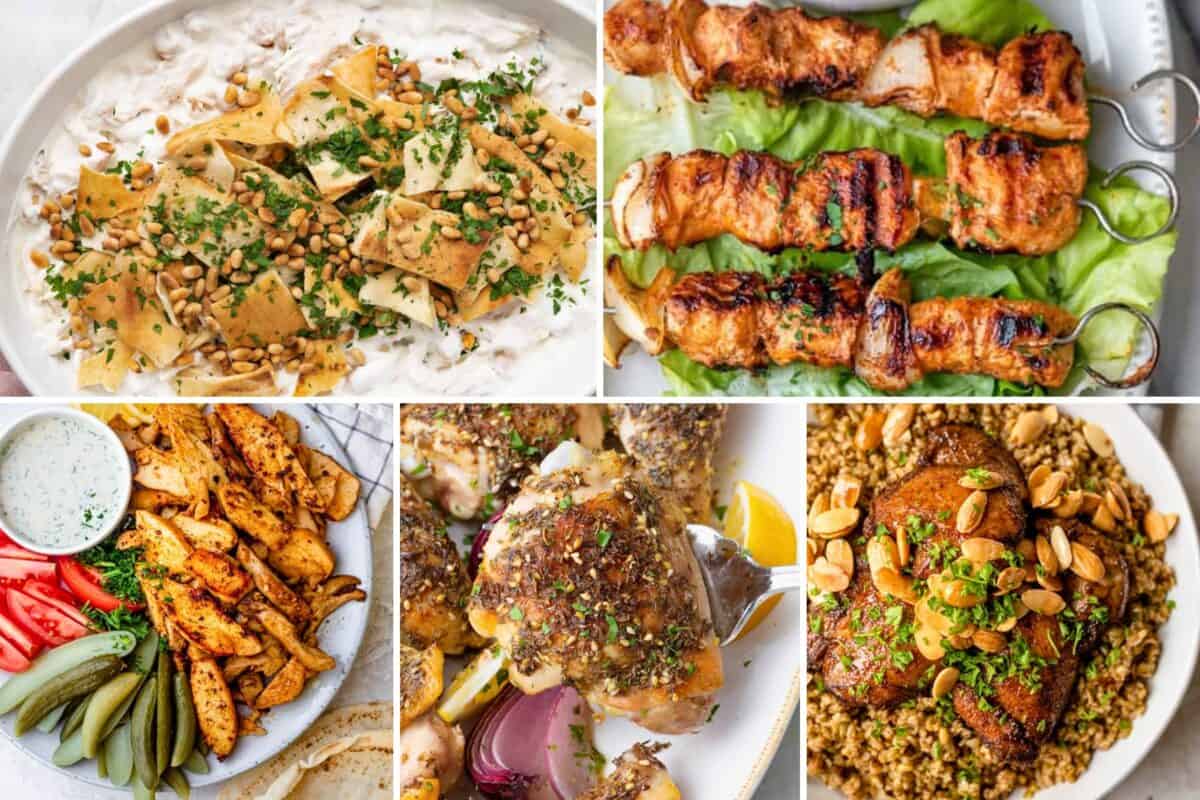 Roundup section image of collected Lebanese chicken recipes.