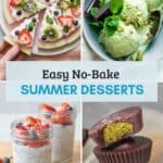 4 image featured collage for no bake summer inspired desserts.