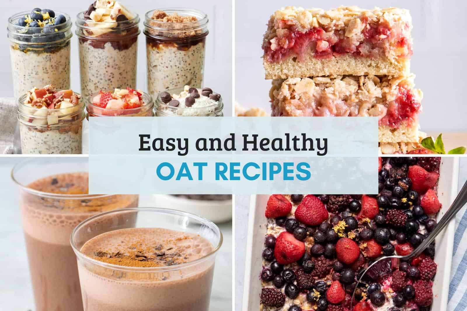 4 image horizontal featured collage of different recipes that use oats.