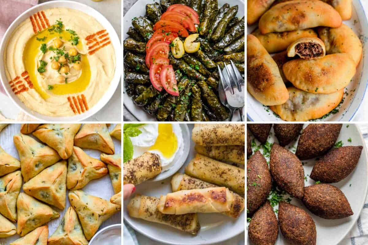 4 image collage of Ramadan appetizers.