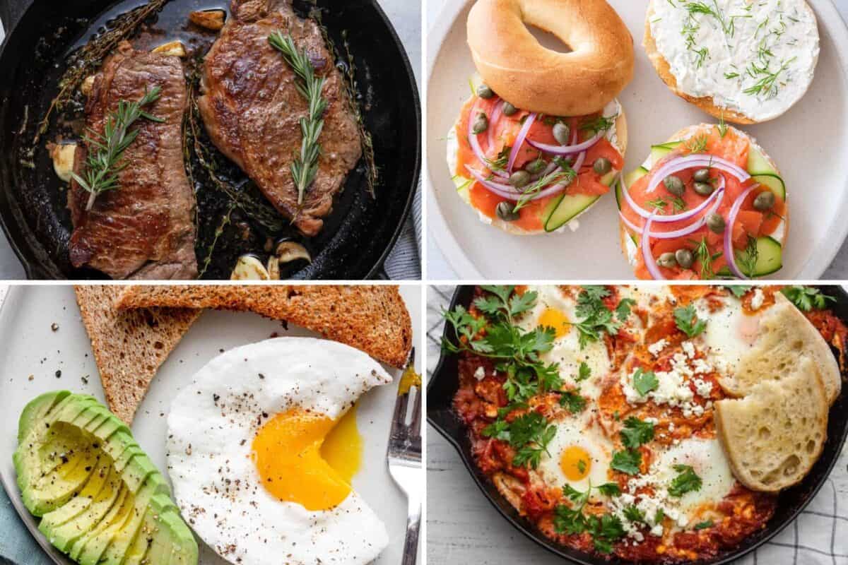 4 image savory breakfast recipes.