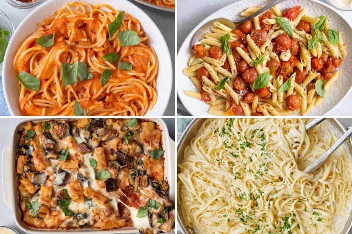 Roundup section image of collected pasta recipes.