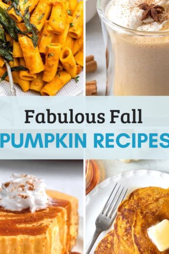 4 image collage showing recipes to make with pumpkin this fall plus title of blog post