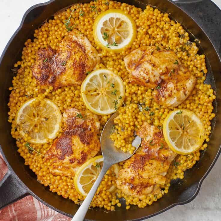 Easy Couscous & Chicken Recipe {One Skillet!} - Feel Good Foodie