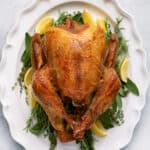 Final easy Thanksgiving Turkey Recipe on a serving plate