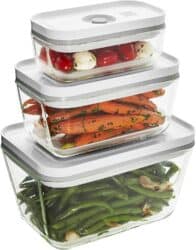 Set of 3 different sized Zwilling Fresh and Save food storage containers.