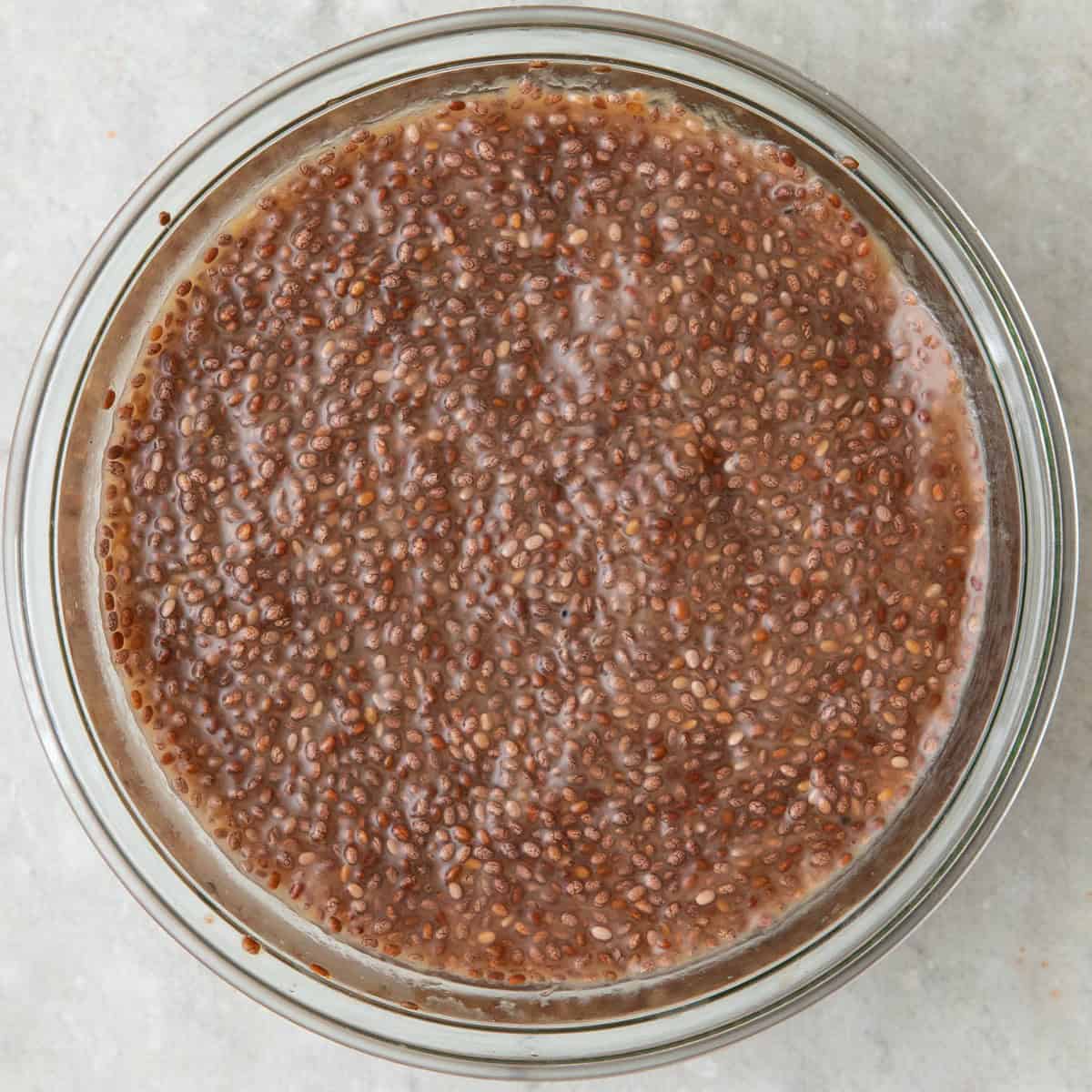 Chia seed jello after refrigerated (at least 4 hours) and set.