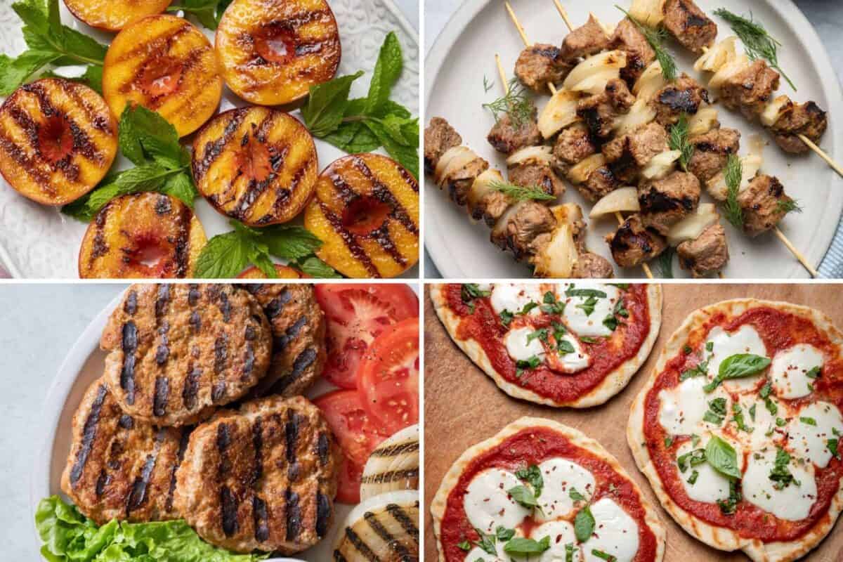 4 image collage of more grilled recipes.