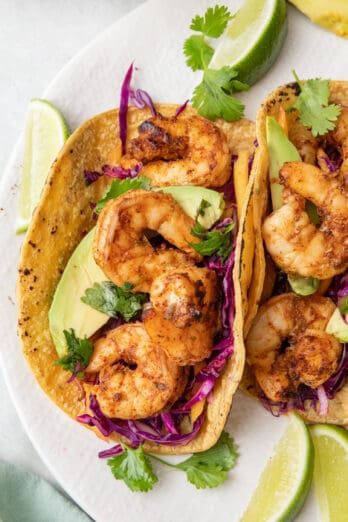 Marinated Grilled Shrimp Tacos {With Tangy Slaw} - FeelGoodFoodie