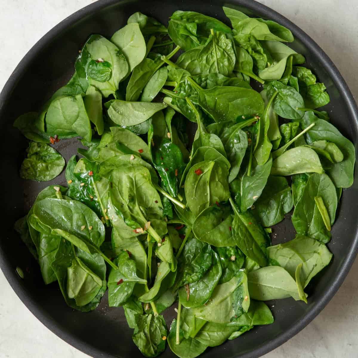 Fresh chopped spinach and salt added.