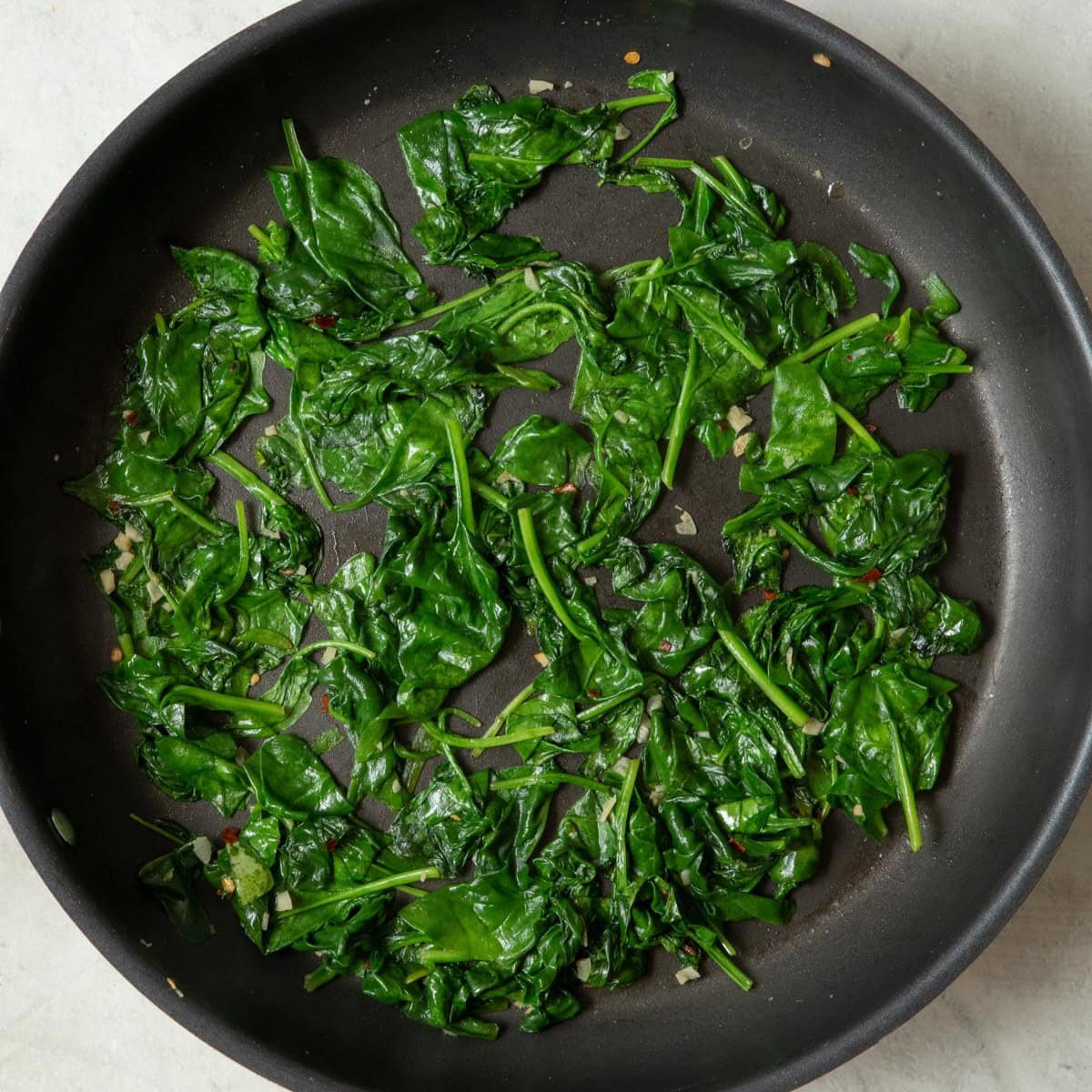 Spinach after wilted.