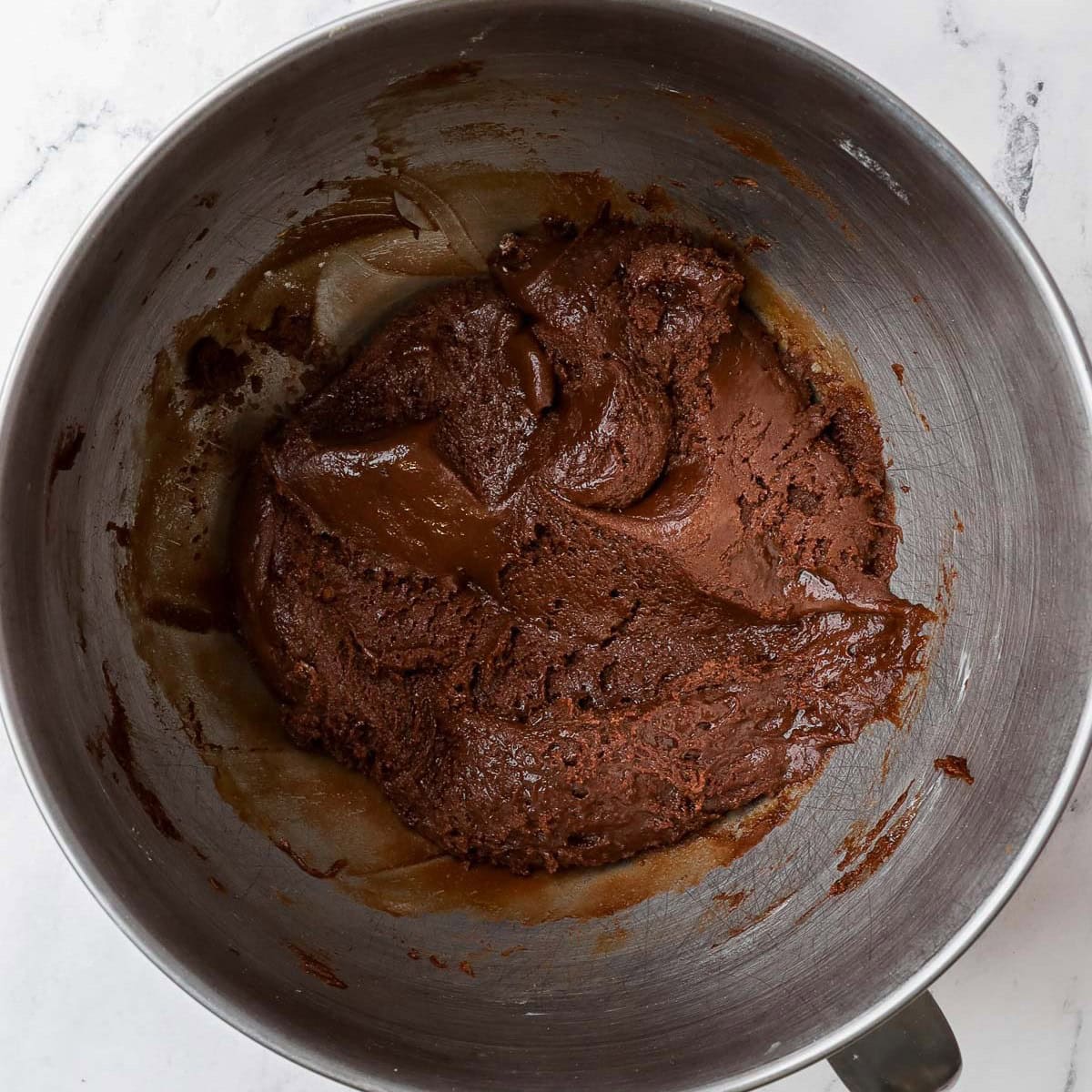 Cookie batter after fully combined.